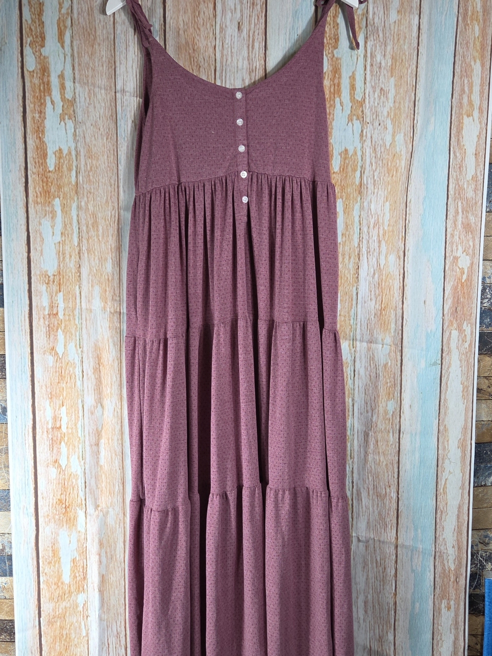 Kate Quinn Heather Berry Spaghetti-Tie Tiered Maxi Dress